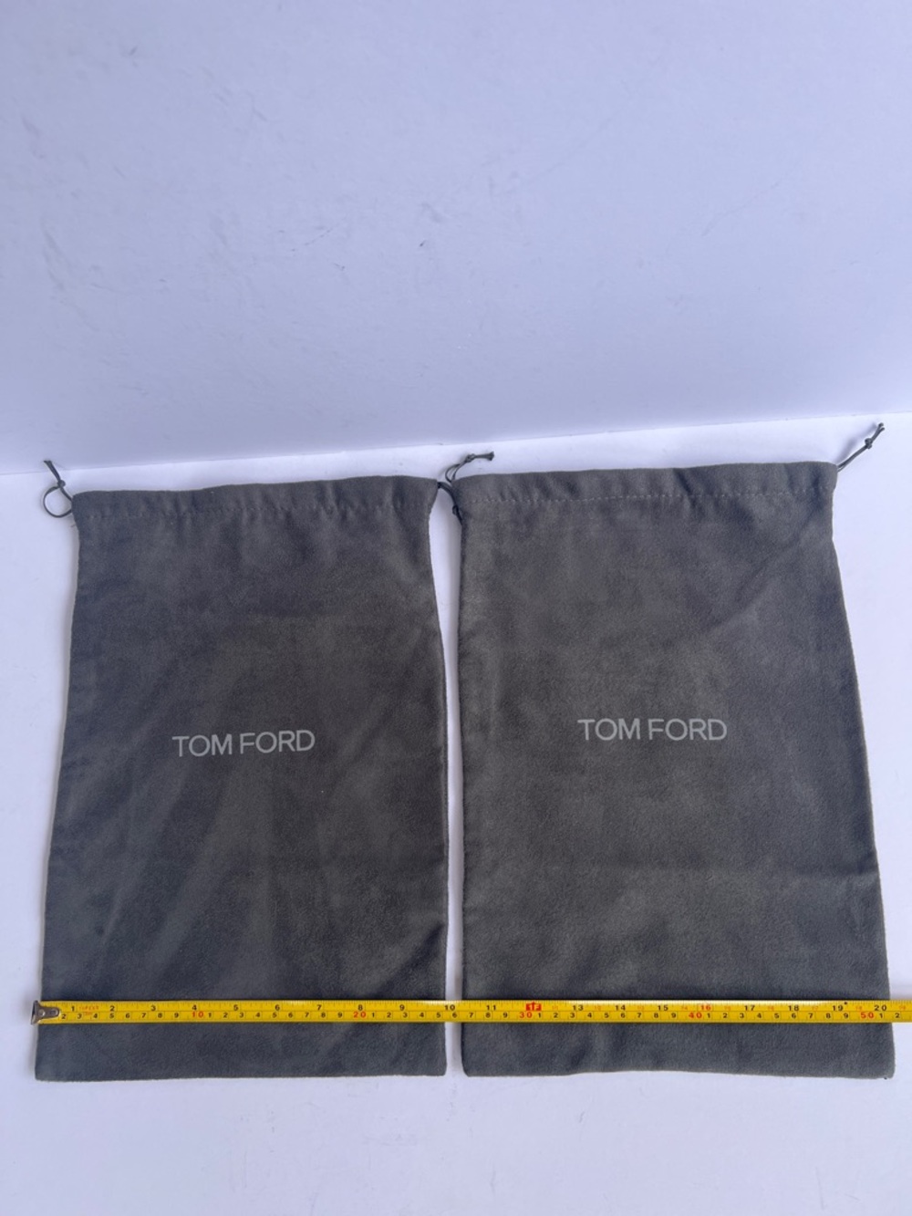 Tom Ford Gray Suede-Look Drawstring Pouches (Pair)